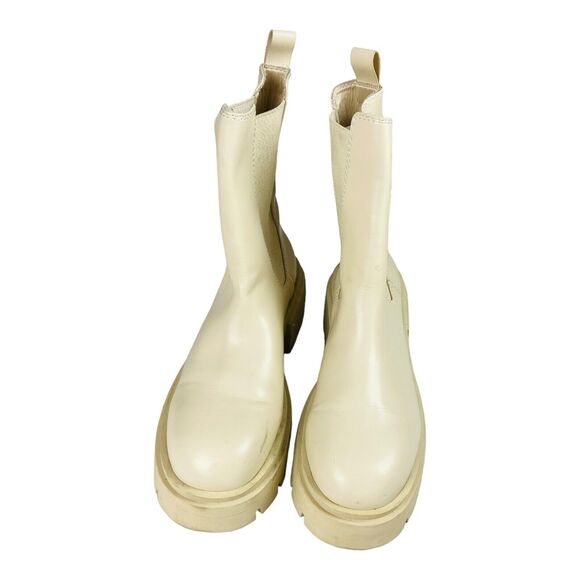 H&M Women's Platform Chelsea Chunky Ankle Boots Pull On Stretch White EU 42 - Picture 4 of 8